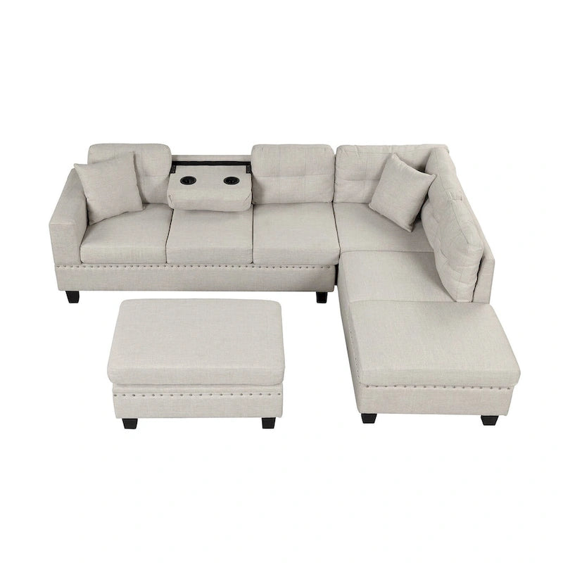 105  L-Shaped 7-Seater Modern Sofa with Storage Ottoman