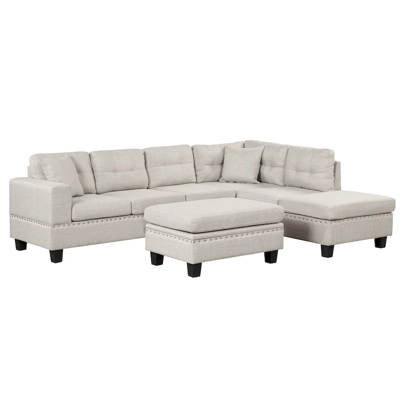 105  L-Shaped 7-Seater Modern Sofa with Storage Ottoman