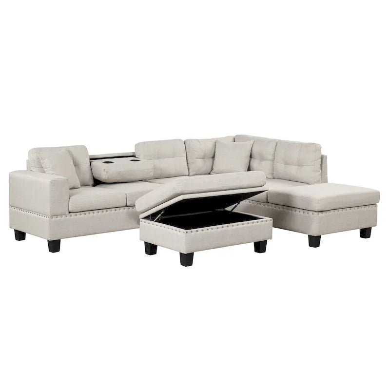 105  L-Shaped 7-Seater Modern Sofa with Storage Ottoman