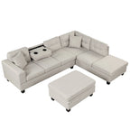 105  L-Shaped 7-Seater Modern Sofa with Storage Ottoman