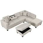 105  L-Shaped 7-Seater Modern Sofa with Storage Ottoman