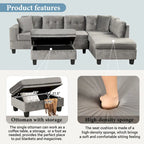 105  L-Shaped 7-Seater Modern Sofa with Storage Ottoman