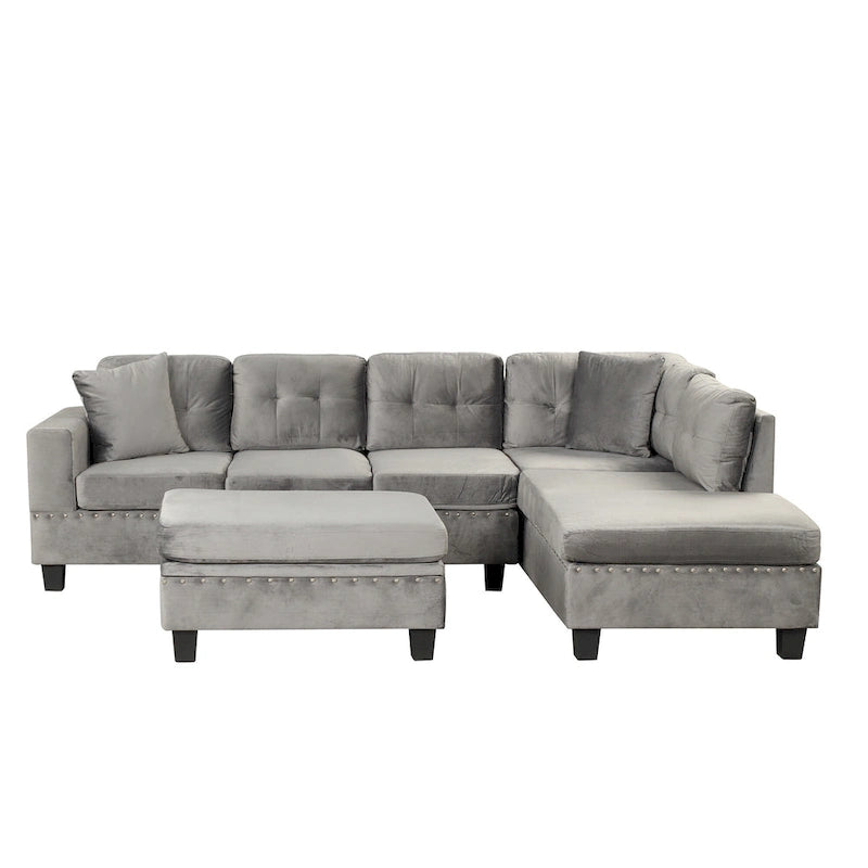 105  L-Shaped 7-Seater Modern Sofa with Storage Ottoman