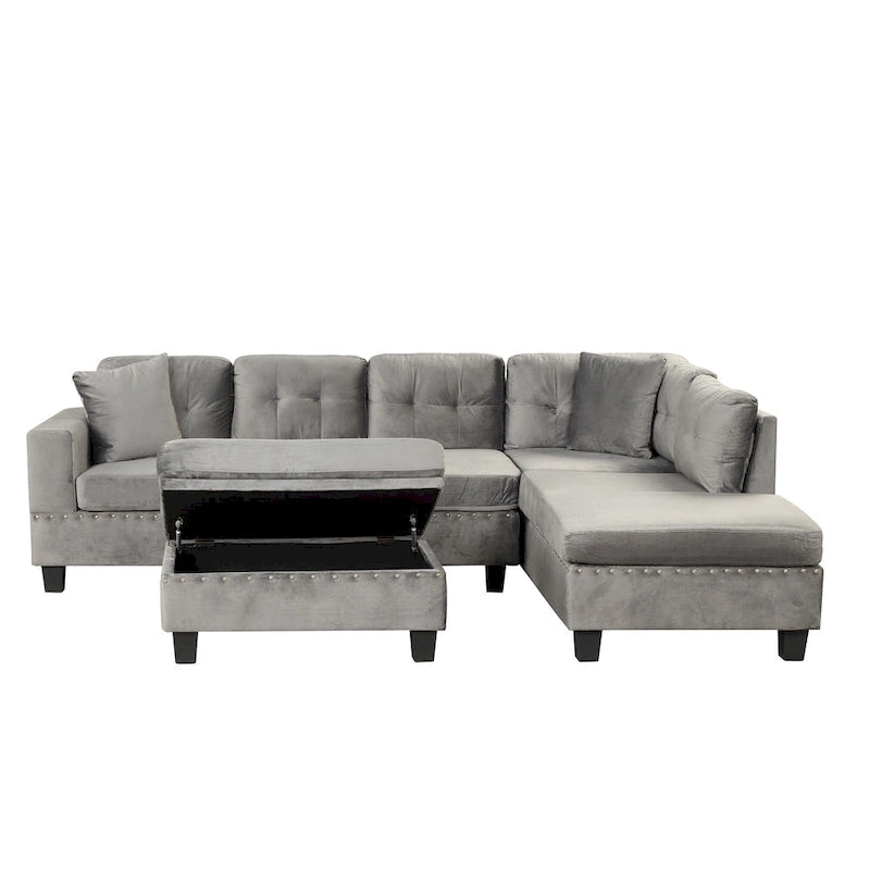 105  L-Shaped 7-Seater Modern Sofa with Storage Ottoman
