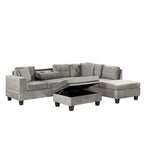 105  L-Shaped 7-Seater Modern Sofa with Storage Ottoman