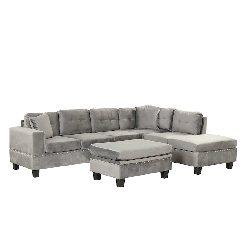 105  L-Shaped 7-Seater Modern Sofa with Storage Ottoman