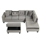105  L-Shaped 7-Seater Modern Sofa with Storage Ottoman