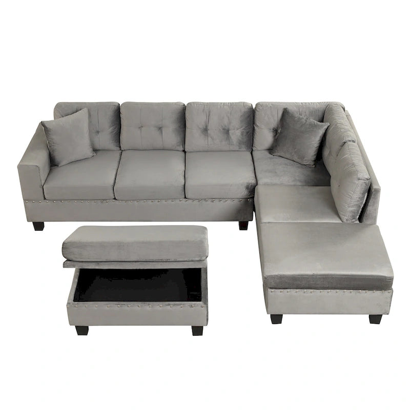 105  L-Shaped 7-Seater Modern Sofa with Storage Ottoman