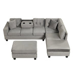 105  L-Shaped 7-Seater Modern Sofa with Storage Ottoman