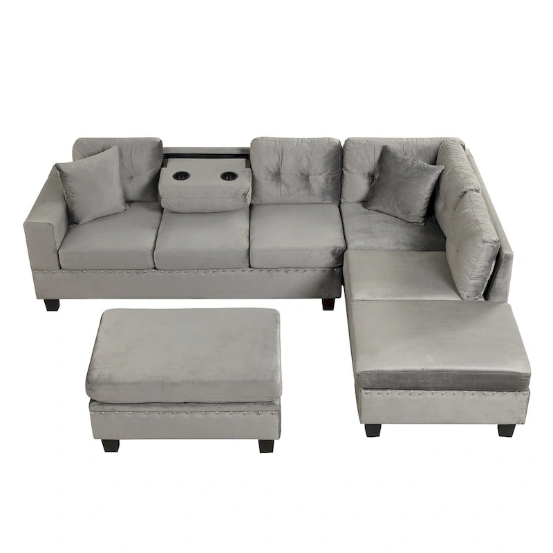 105  L-Shaped 7-Seater Modern Sofa with Storage Ottoman