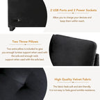 84.75  L-Shaped 5-Seat Sleeper Sectional Sofa with Storage Ottoman, Hidden Arm Storage, and USB Charging for Living Room