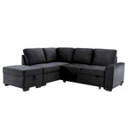 84.75  L-Shaped 5-Seat Sleeper Sectional Sofa with Storage Ottoman, Hidden Arm Storage, and USB Charging for Living Room
