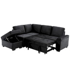 84.75  L-Shaped 5-Seat Sleeper Sectional Sofa with Storage Ottoman, Hidden Arm Storage, and USB Charging for Living Room