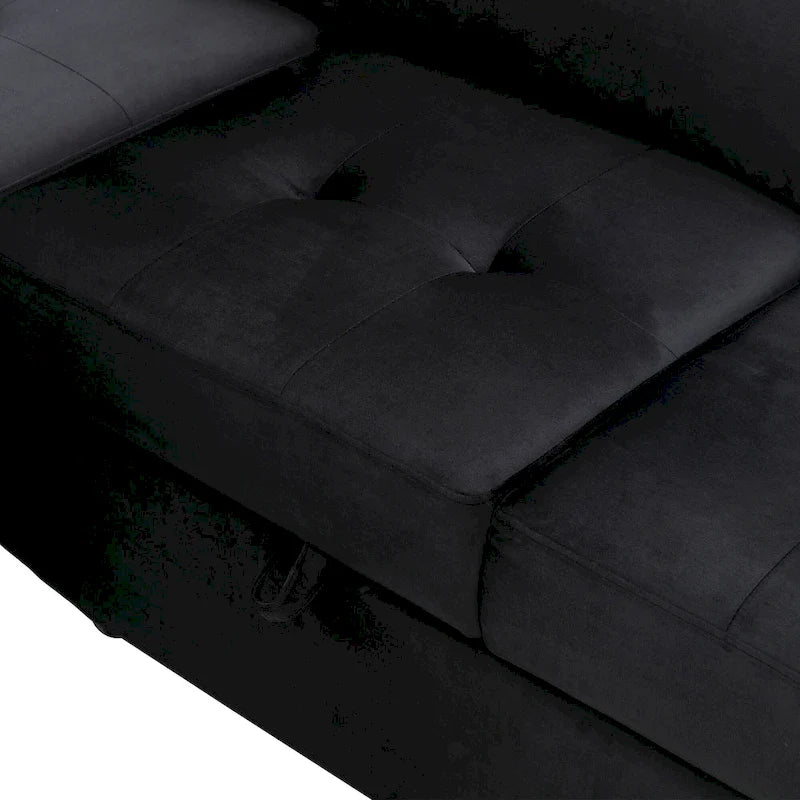 84.75  L-Shaped 5-Seat Sleeper Sectional Sofa with Storage Ottoman, Hidden Arm Storage, and USB Charging for Living Room