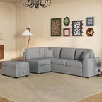 84.75  L-Shaped 5-Seat Sleeper Sectional Sofa with Storage Ottoman, Hidden Arm Storage, and USB Charging for Living Room