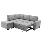 84.75  L-Shaped 5-Seat Sleeper Sectional Sofa with Storage Ottoman, Hidden Arm Storage, and USB Charging for Living Room