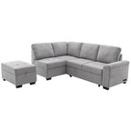 84.75  L-Shaped 5-Seat Sleeper Sectional Sofa with Storage Ottoman, Hidden Arm Storage, and USB Charging for Living Room