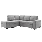 84.75  L-Shaped 5-Seat Sleeper Sectional Sofa with Storage Ottoman, Hidden Arm Storage, and USB Charging for Living Room