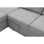 84.75  L-Shaped 5-Seat Sleeper Sectional Sofa with Storage Ottoman, Hidden Arm Storage, and USB Charging for Living Room