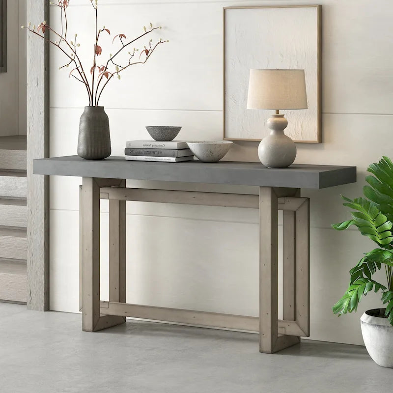 59.1  Modern Solid Wood Console Table with Unique Leg Design for Entryway or Living Room