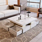 43.3  Modern Square Storage Coffee Table with 4 Drawers for Living Room