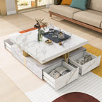 43.3  Modern Square Storage Coffee Table with 4 Drawers for Living Room