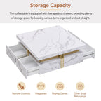 43.3  Modern Square Storage Coffee Table with 4 Drawers for Living Room