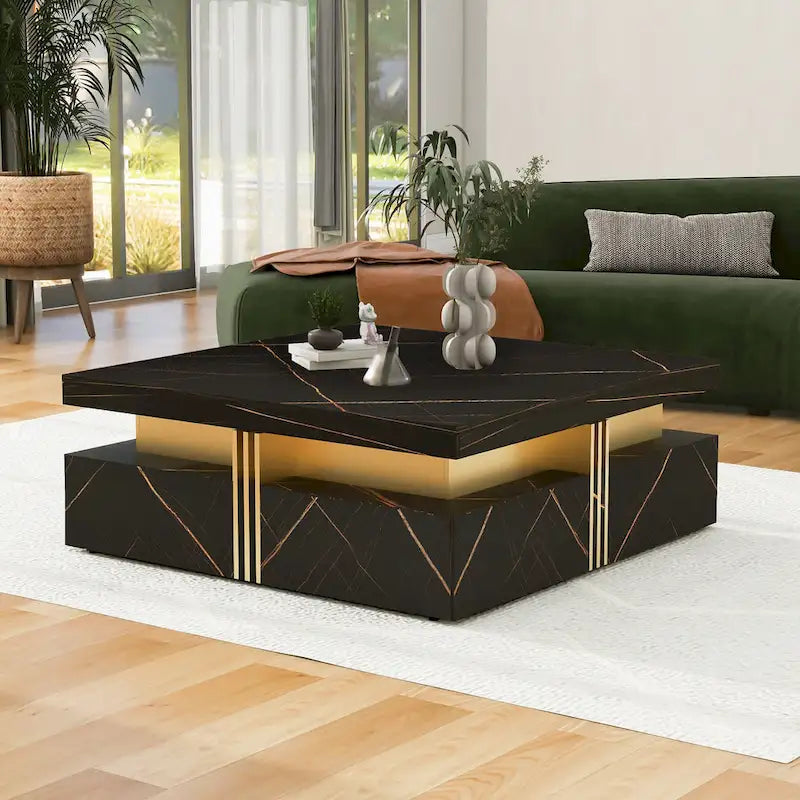 43.3  Modern Square Storage Coffee Table with 4 Drawers for Living Room
