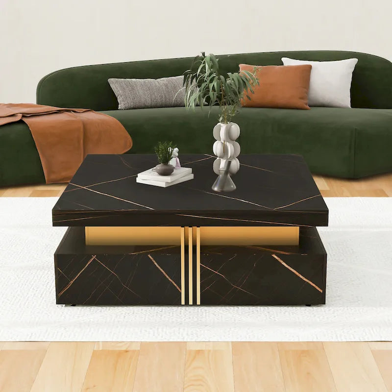 43.3  Modern Square Storage Coffee Table with 4 Drawers for Living Room