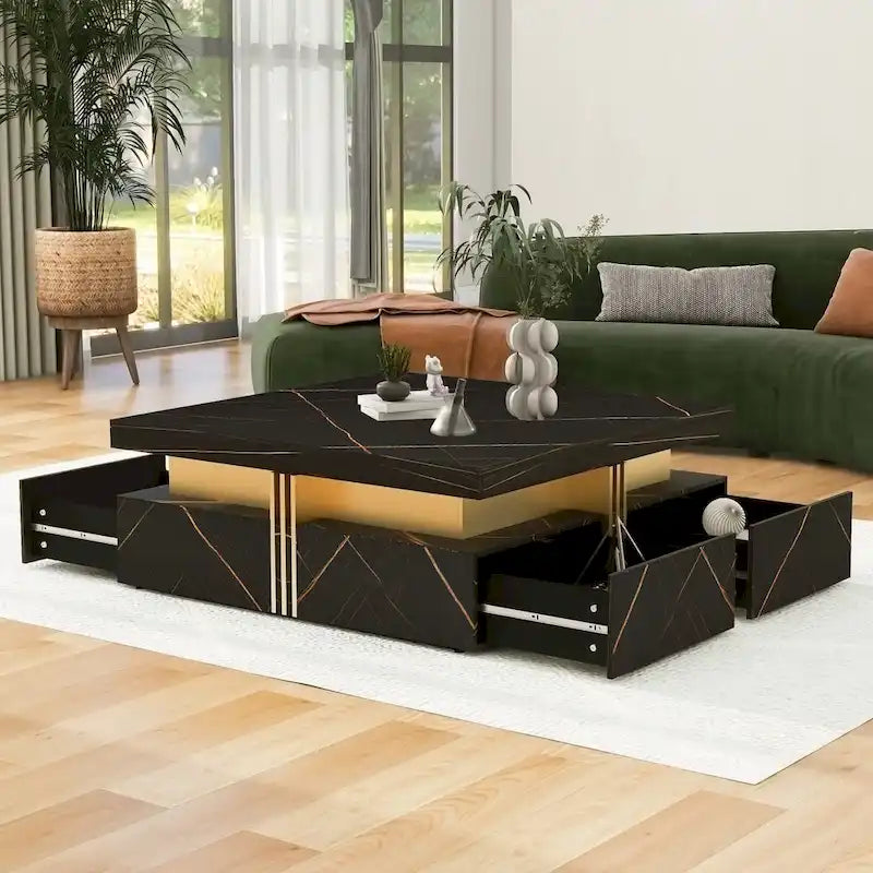 43.3  Modern Square Storage Coffee Table with 4 Drawers for Living Room