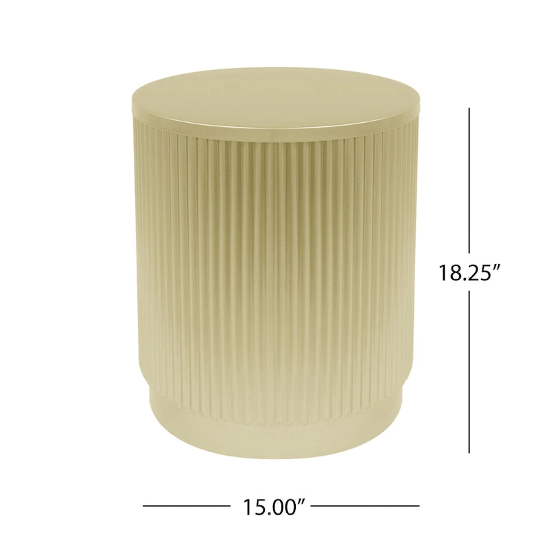 15  Modern Round Side Table with Vertical Stripes and Iron Frame for Living Room or Bedroom