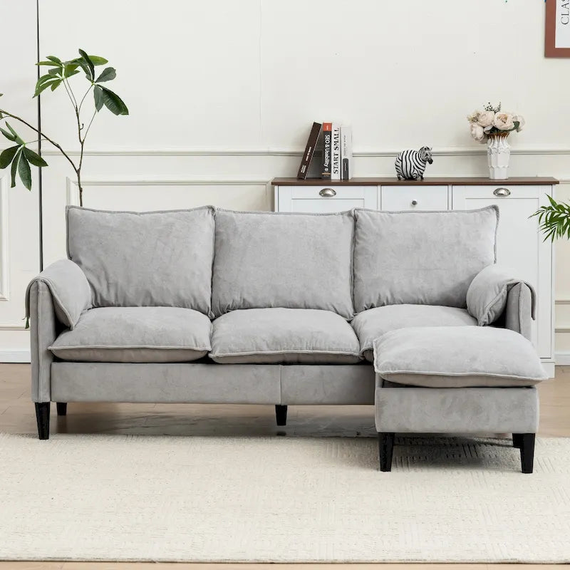 78.74  3-Seater L-Shaped Convertible Sofa with Footstools & Storage
