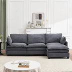102  Velvet U-Shaped Sectional Sofa with Ottoman & Lumbar Pillows