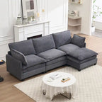 102  Velvet U-Shaped Sectional Sofa with Ottoman & Lumbar Pillows