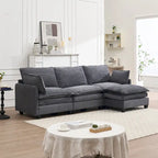 102  Velvet U-Shaped Sectional Sofa with Ottoman & Lumbar Pillows