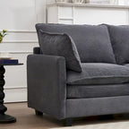 102  Velvet U-Shaped Sectional Sofa with Ottoman & Lumbar Pillows