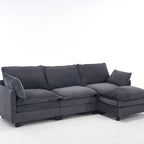 102  Velvet U-Shaped Sectional Sofa with Ottoman & Lumbar Pillows