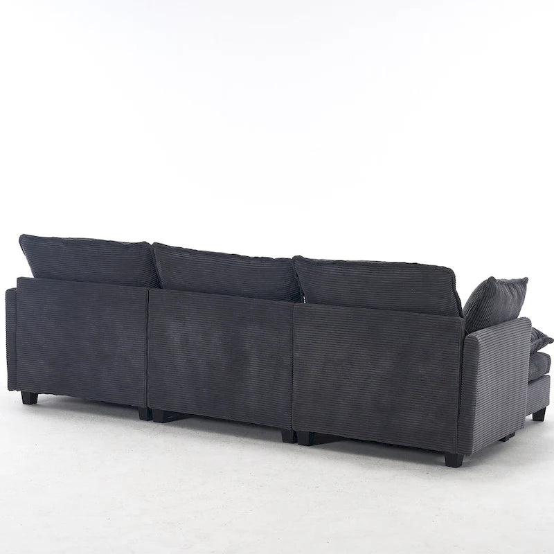 102  Velvet U-Shaped Sectional Sofa with Ottoman & Lumbar Pillows