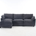 102  Velvet U-Shaped Sectional Sofa with Ottoman & Lumbar Pillows