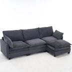 102  Velvet U-Shaped Sectional Sofa with Ottoman & Lumbar Pillows