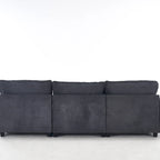 102  Velvet U-Shaped Sectional Sofa with Ottoman & Lumbar Pillows
