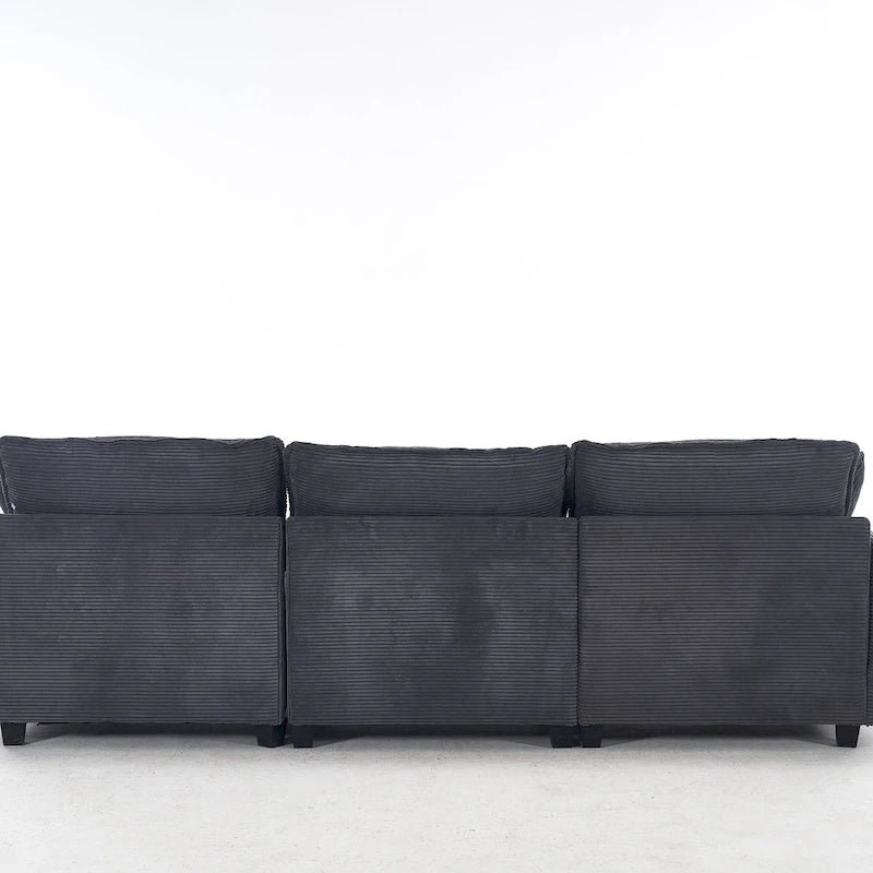 102  Velvet U-Shaped Sectional Sofa with Ottoman & Lumbar Pillows
