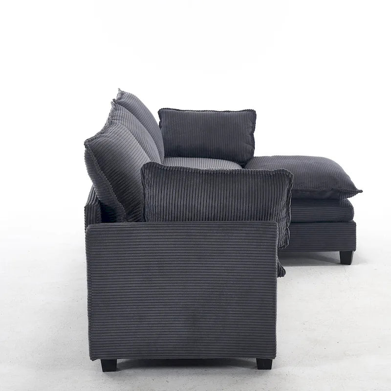 102  Velvet U-Shaped Sectional Sofa with Ottoman & Lumbar Pillows