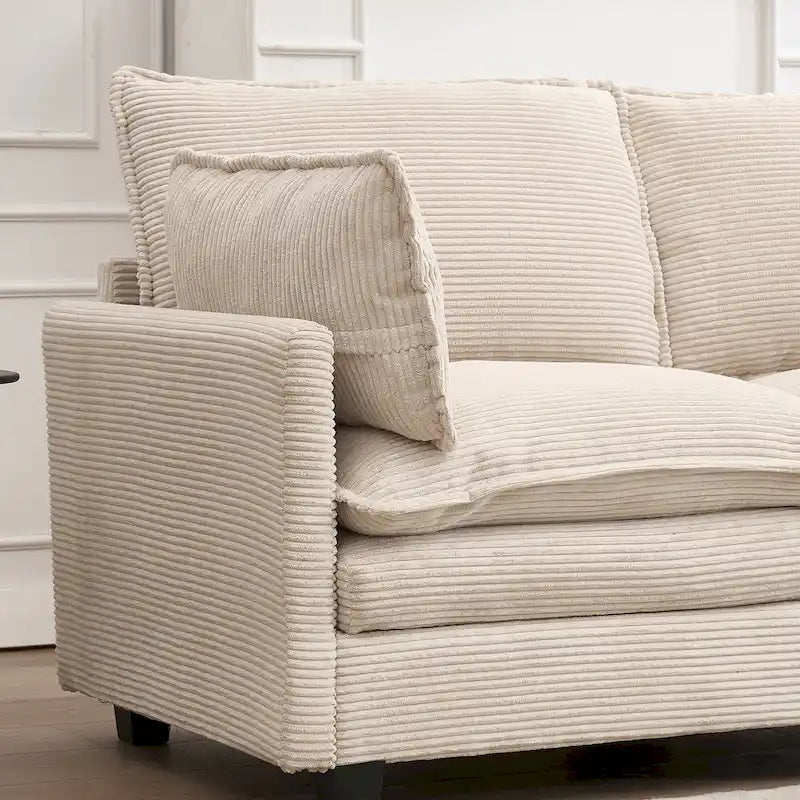 102  Velvet U-Shaped Sectional Sofa with Ottoman & Lumbar Pillows