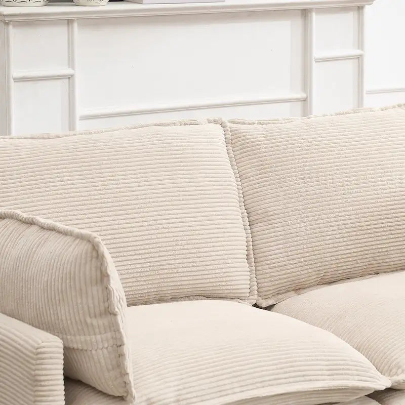 102  Velvet U-Shaped Sectional Sofa with Ottoman & Lumbar Pillows