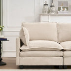 102  Velvet U-Shaped Sectional Sofa with Ottoman & Lumbar Pillows