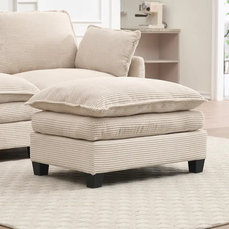 102  Velvet U-Shaped Sectional Sofa with Ottoman & Lumbar Pillows