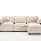 102  Velvet U-Shaped Sectional Sofa with Ottoman & Lumbar Pillows