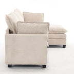 102  Velvet U-Shaped Sectional Sofa with Ottoman & Lumbar Pillows