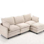 102  Velvet U-Shaped Sectional Sofa with Ottoman & Lumbar Pillows